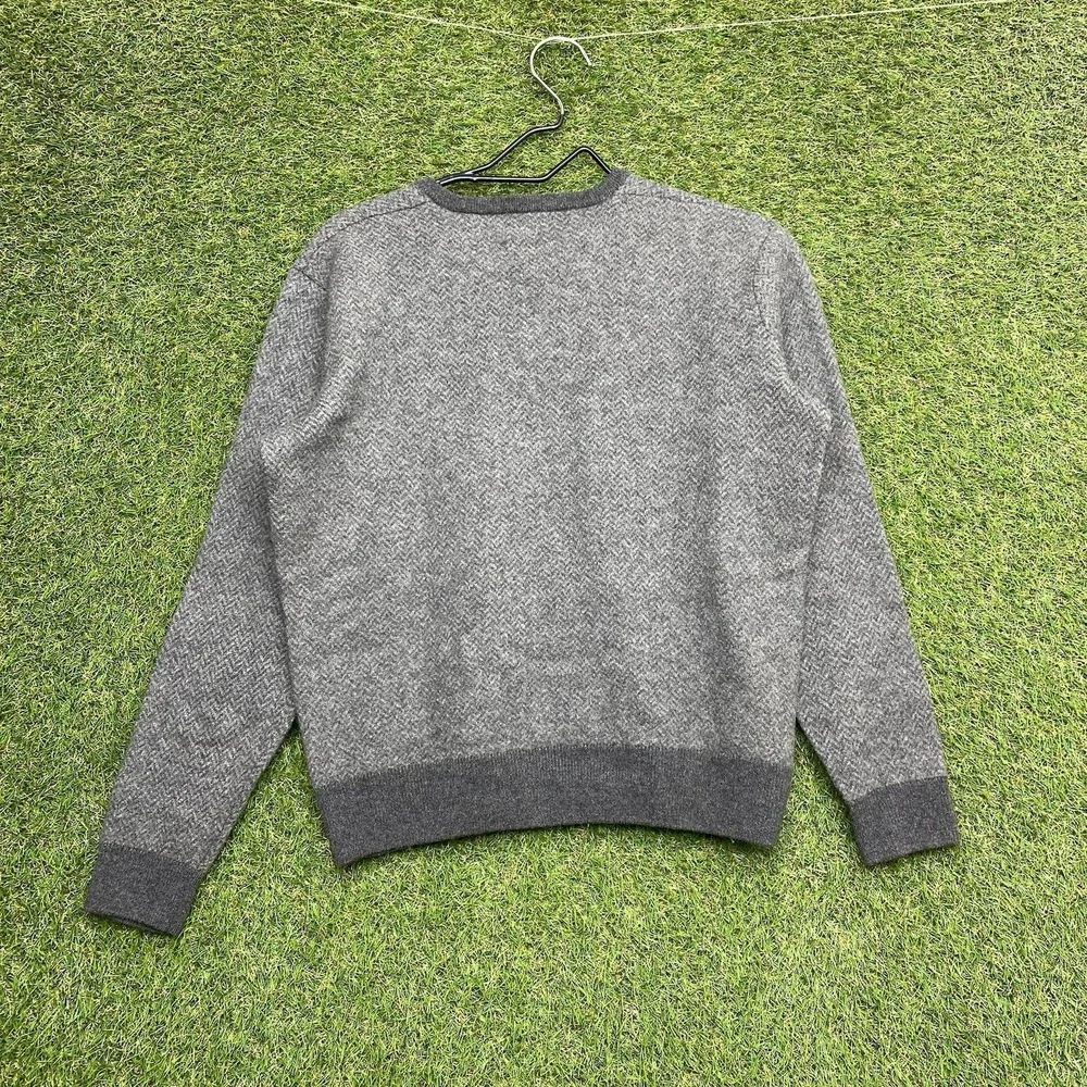 Polo Ralph Lauren Sweater Mens Medium Heather Gray Merino Wool Tight Knit Soft